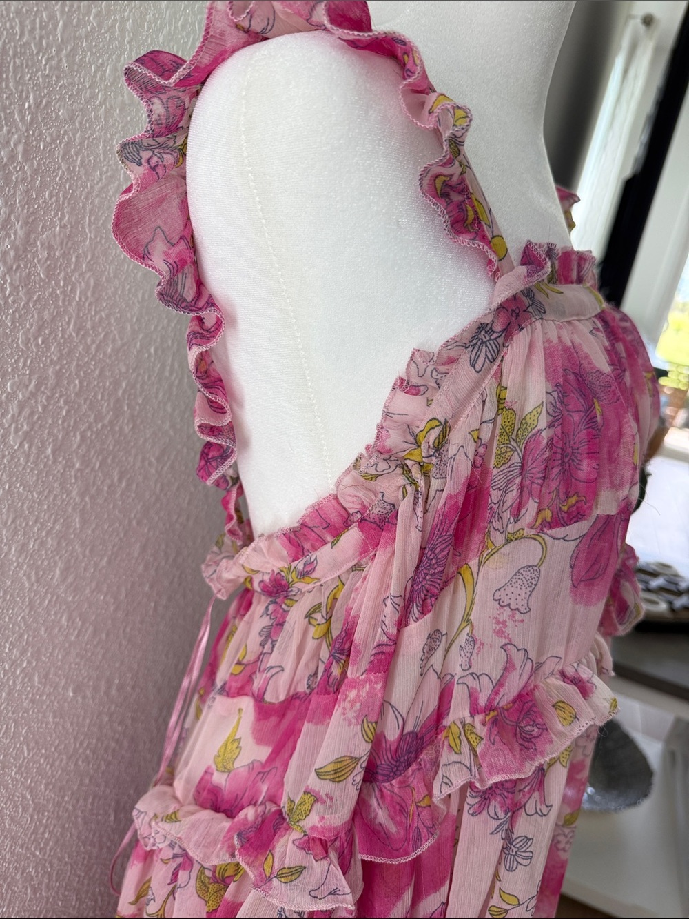 Pink Floral Ruffle Sundress - Picture 2 of 10